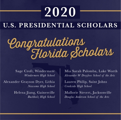 ICYMI: U.S. Secretary of Education Betsy DeVos Names 6 Florida Students as 2020 U.S. Presidential Scholars
