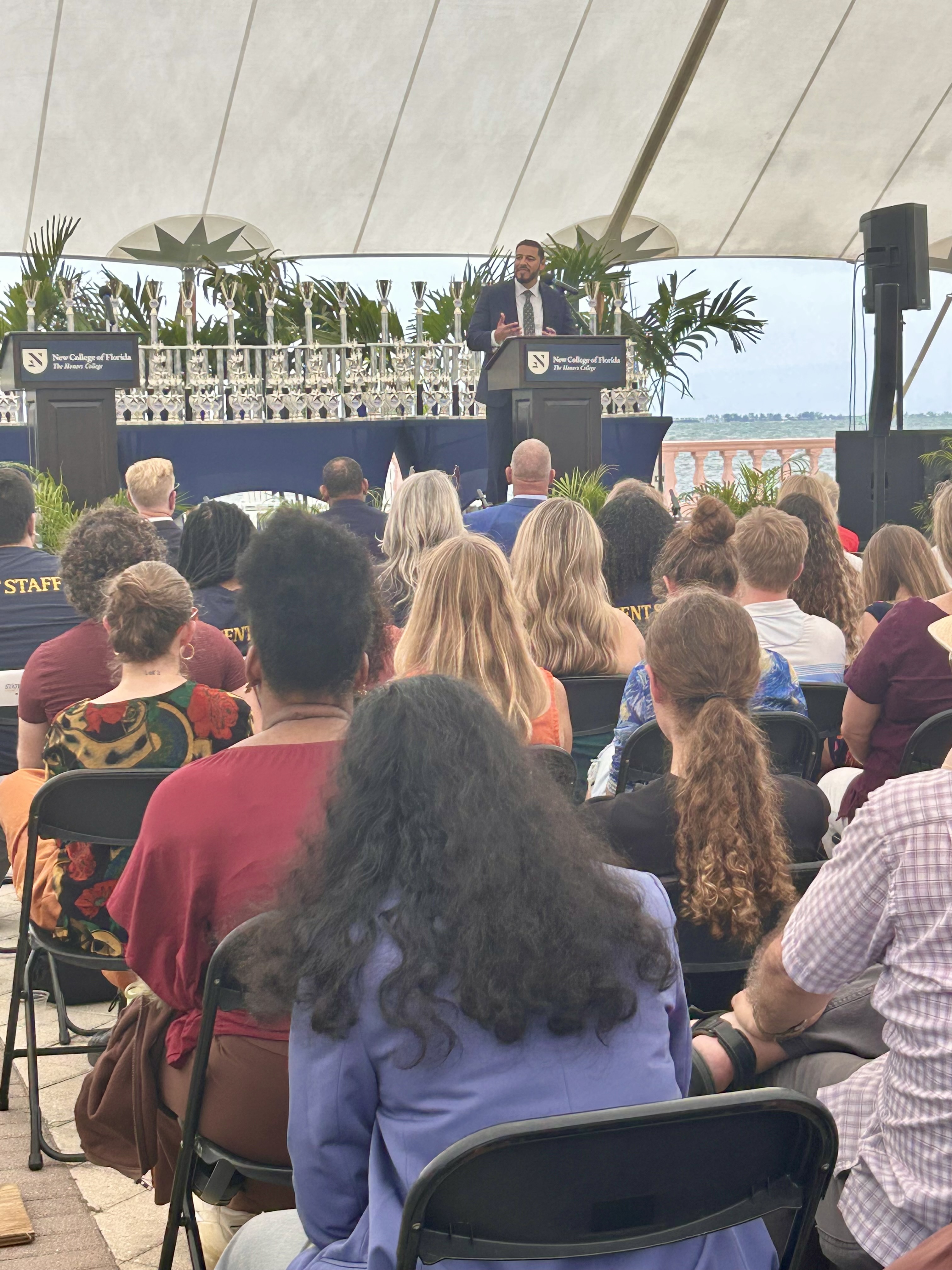 Commissioner Kamoutsas speaking to the attendees and participants of the 2026 Florida Civics and Debate Initiative State Championship.
