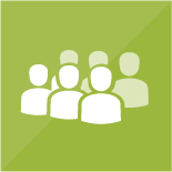 Group of people icon on a green background