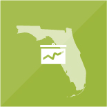 Florida map with a chart icon on a green background