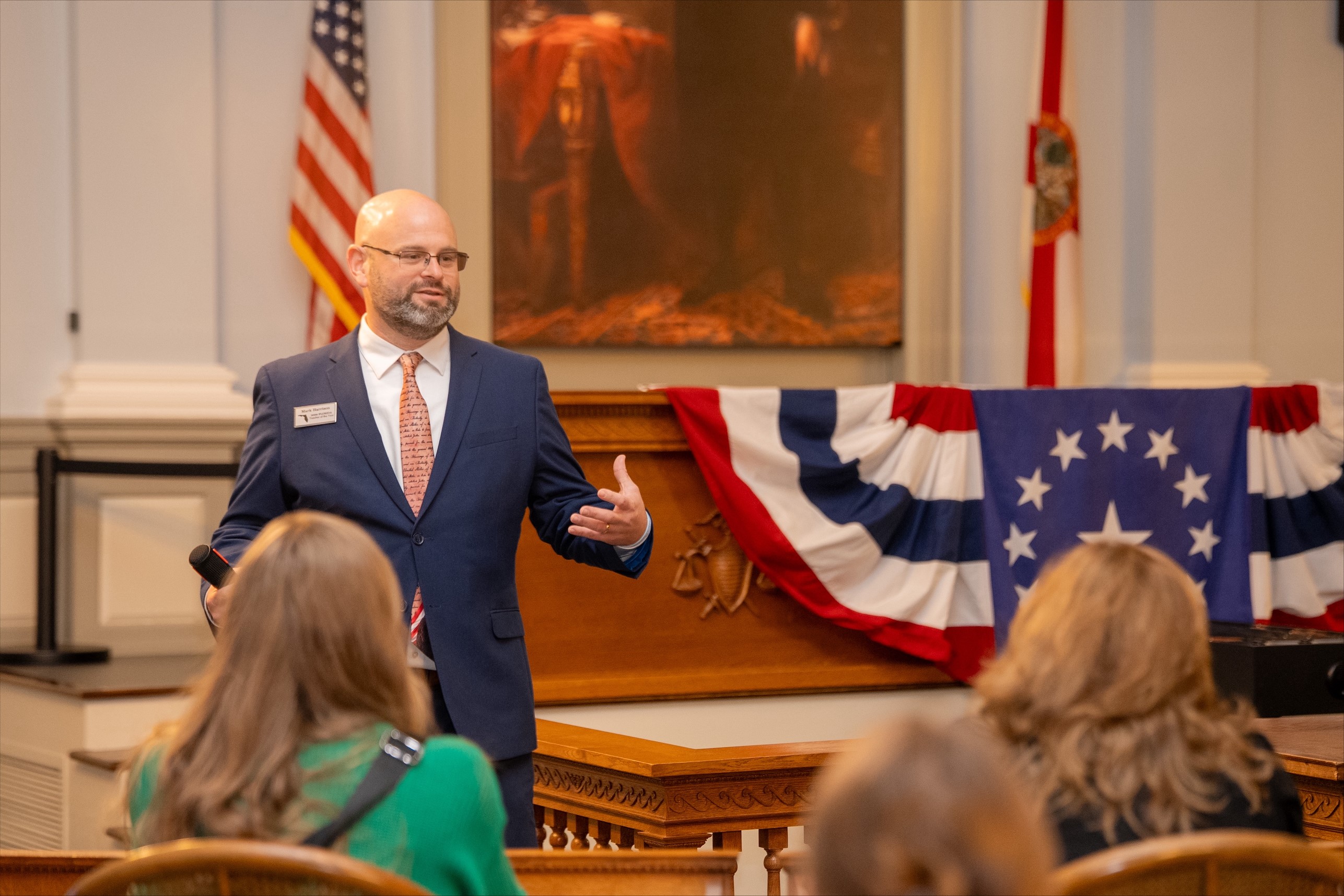 Mark Harrison, 2026 Florida Teacher of the Year, presents to participants of the 2026 Capitol Complex Professional Learning Event.